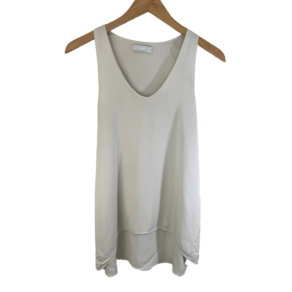 RARE AYR Womens V-Neck Flowy Tank Blouse Cream